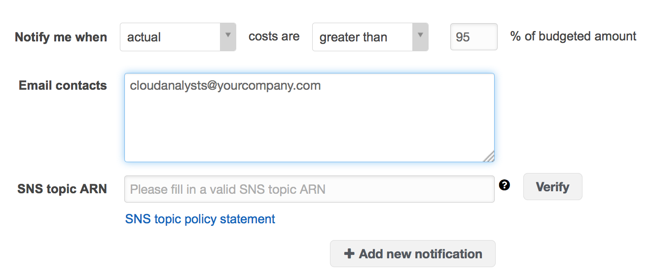 BudgetNotificationEmailSNS BudgetNotificationEmailSNS