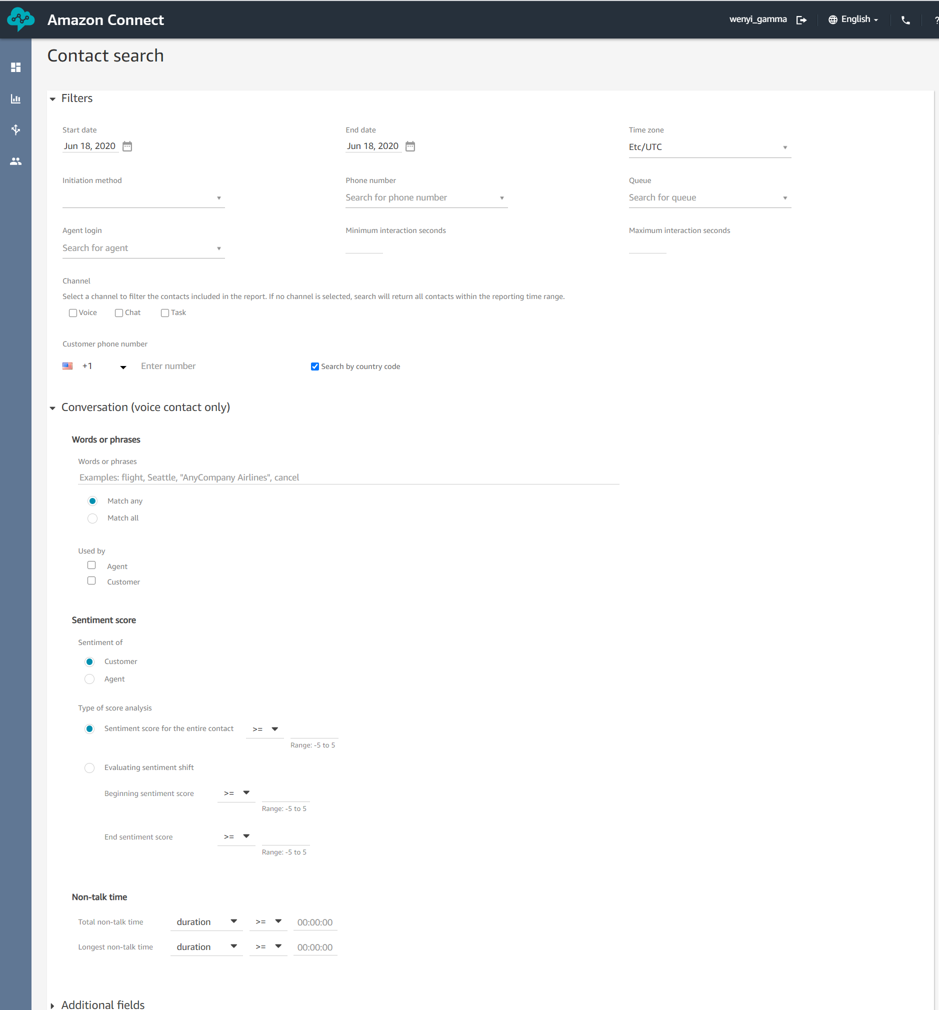 Ricerca dei contatti Amazon Connect Ricerca dei contatti Amazon Connect