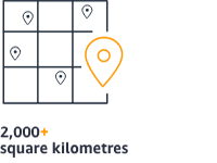 2000+ square kilometres 2000+ square kilometres