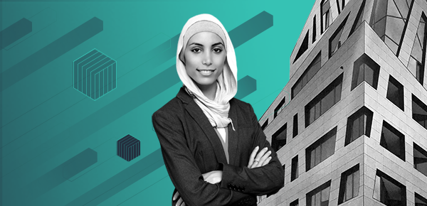 Businesswoman standing in front of building Businesswoman standing in front of building