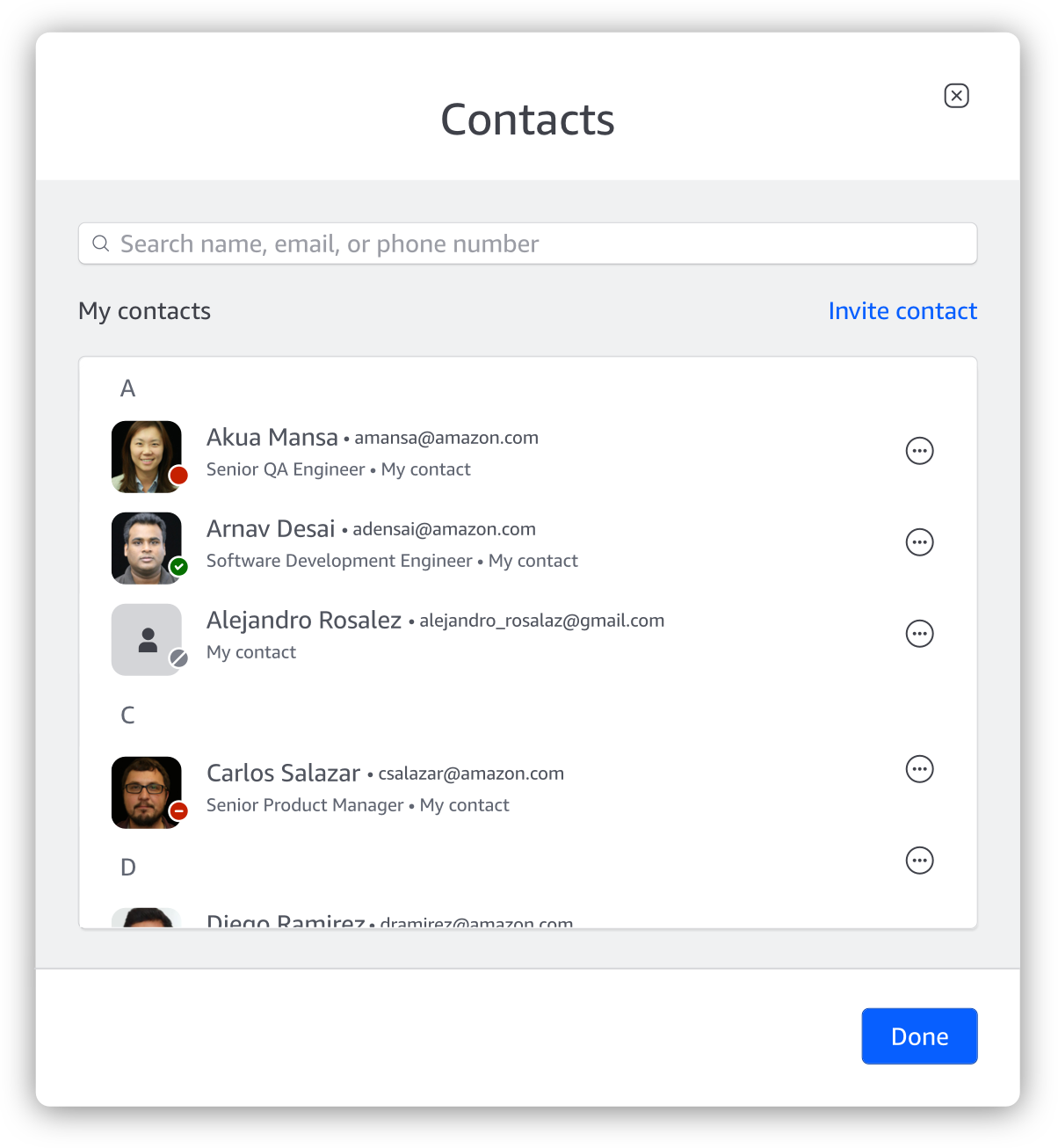 Contacts Screenshot 