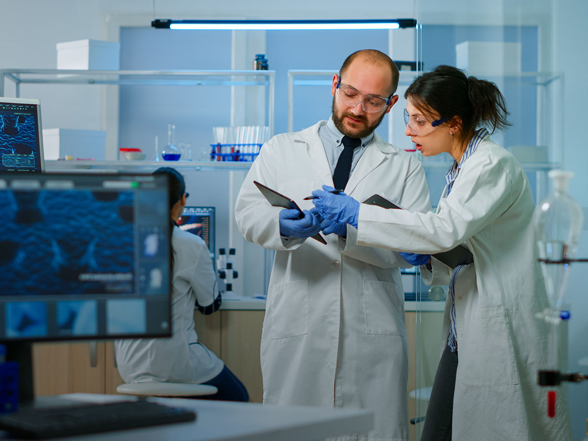 Researchers in a lab