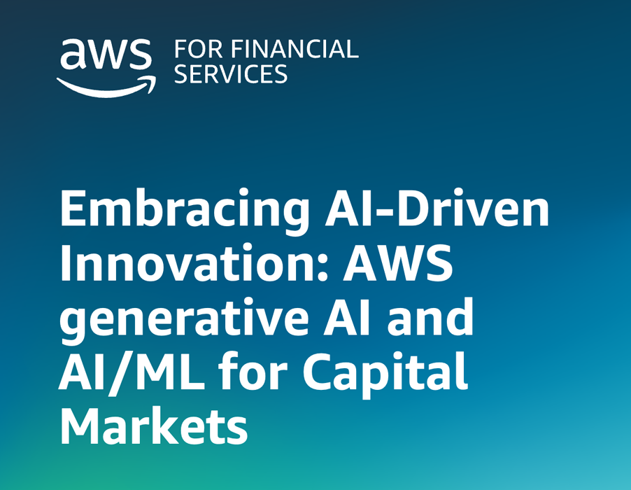 C&oacute;mo adoptar la innovaci&oacute;n impulsada por la IA: portada del libro electr&oacute;nico AWS Generative AI and AI/ML for Capital Markets