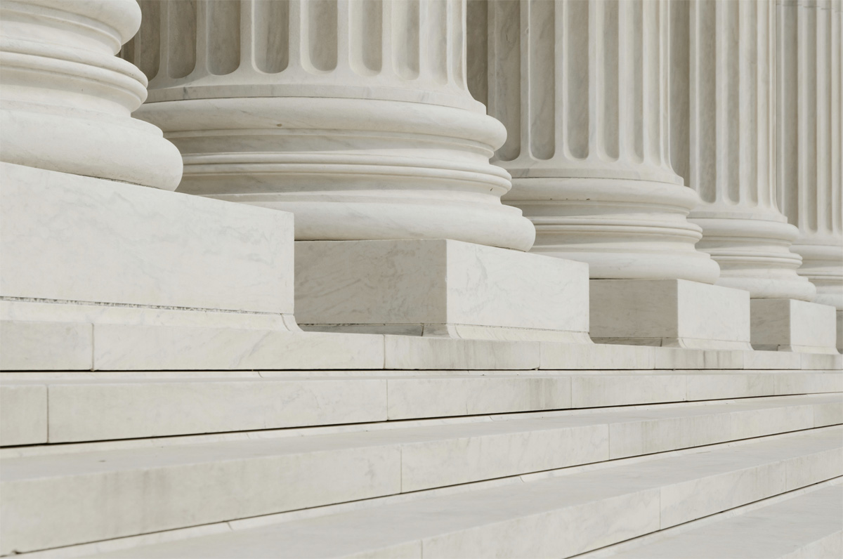 The row of classical columns with steps