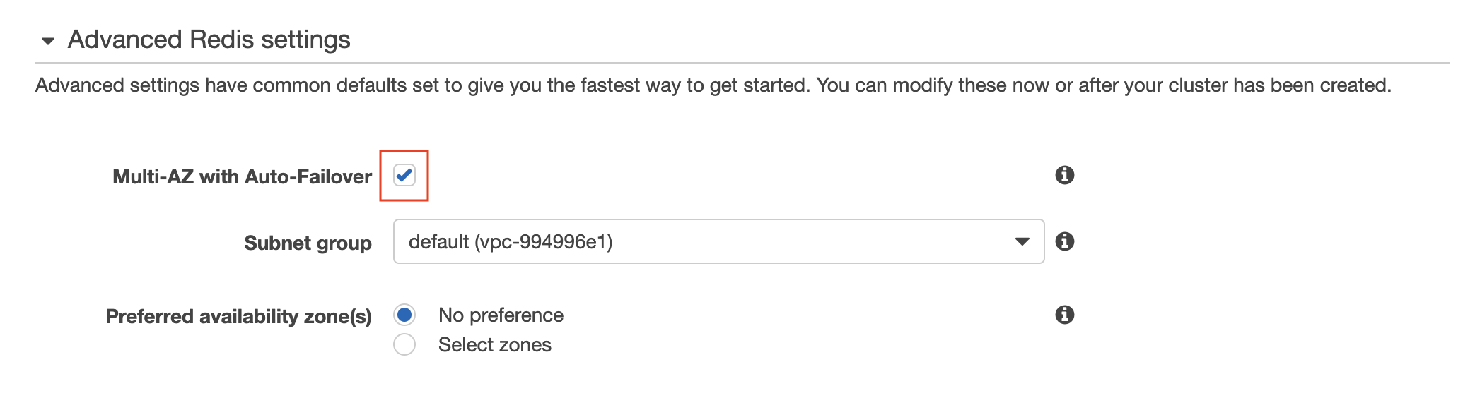 Check the box for Multi-AZ with Auto-Failover