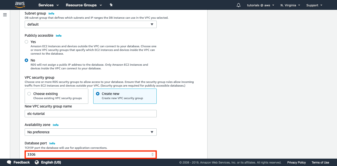 Leave the default value for Database Port