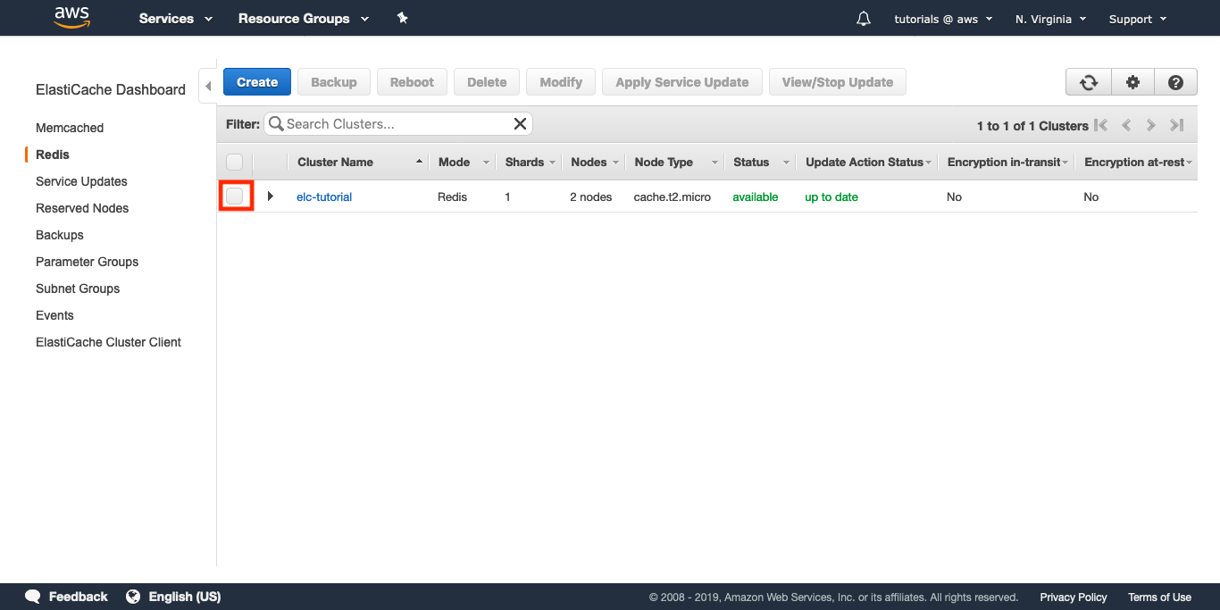 Select the Redis Cluster