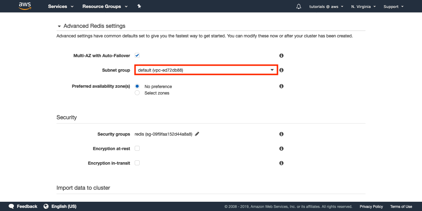 Select a Subnet group