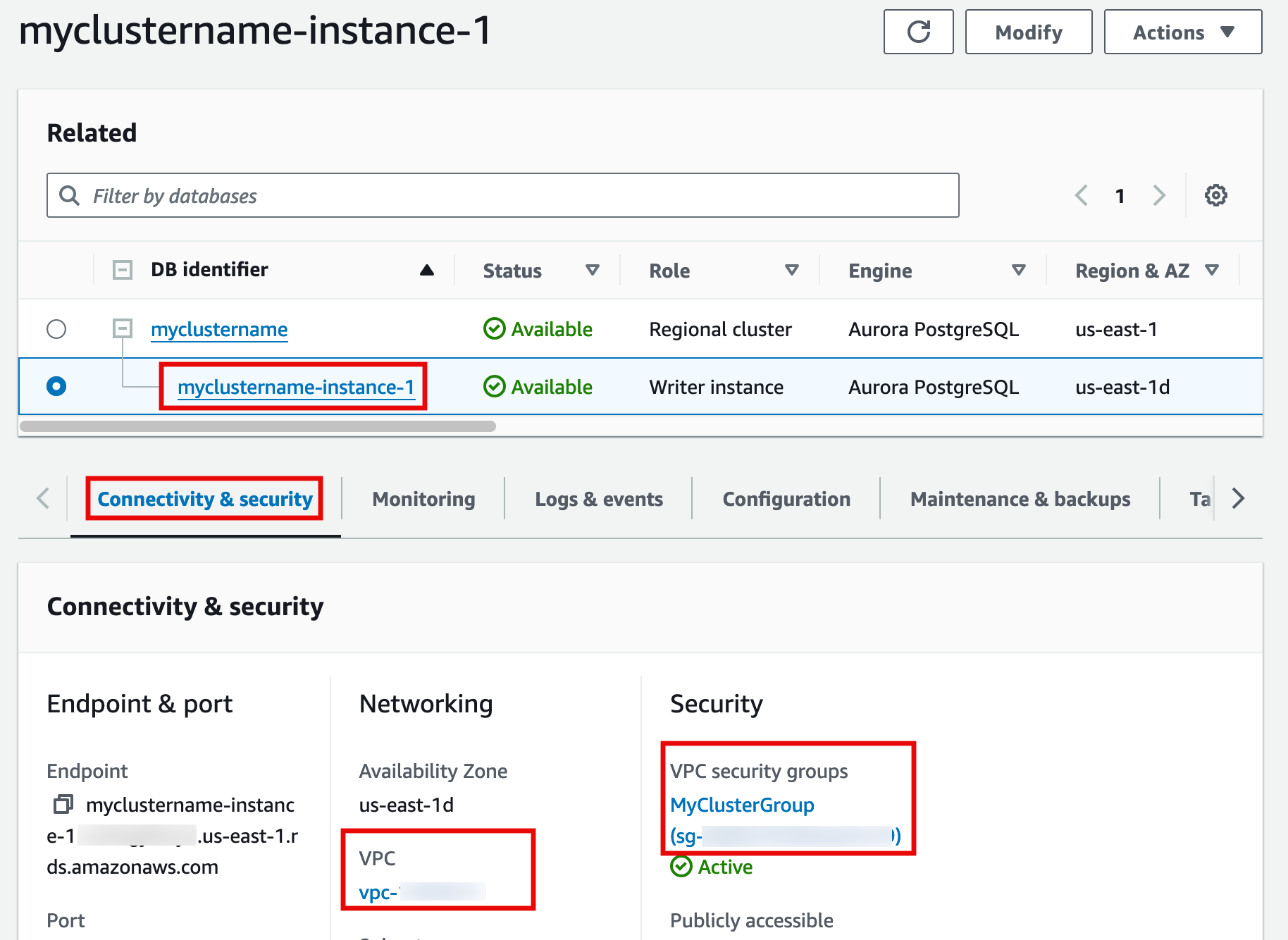 Select RDS to open the service console