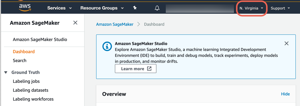 SIgn in to SageMaker Console