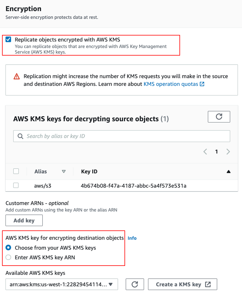 Screenshot showing encryption options.