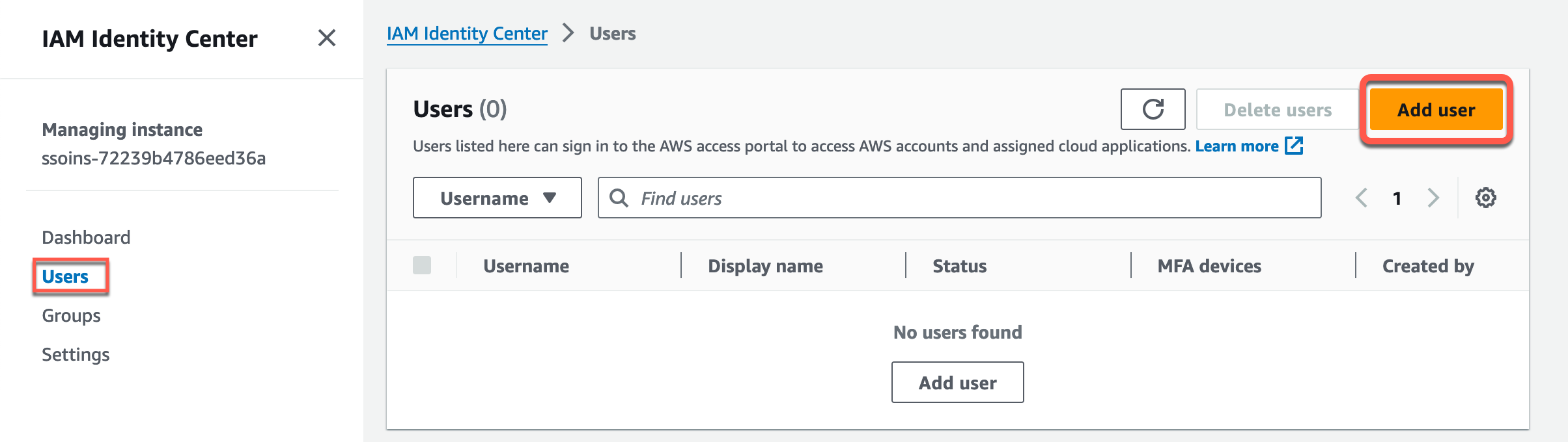 Create user group page within the IAM console.