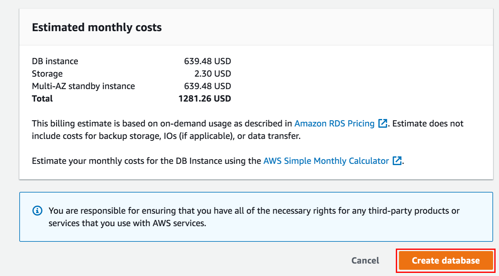 Create database