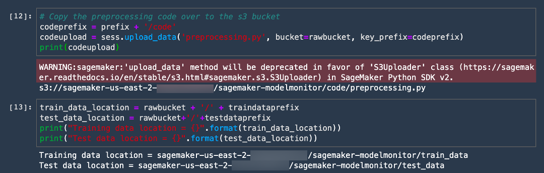 Copy code and specify S3 bucket