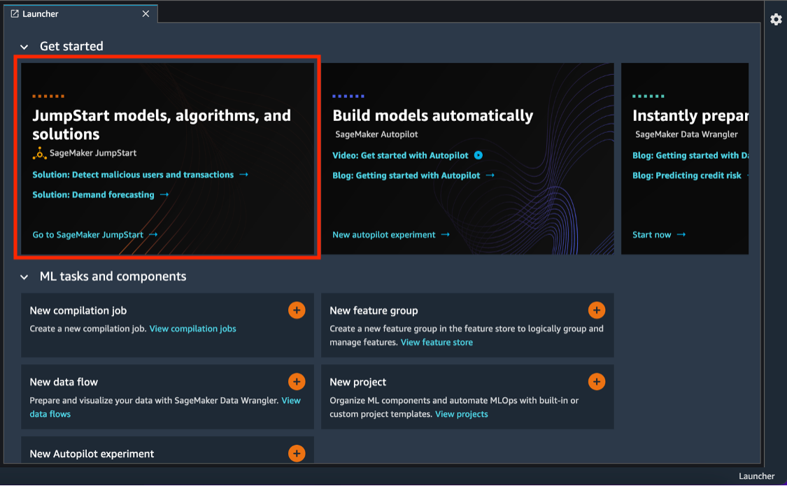 Paso&nbsp;2: crear una nueva ventana de inicio e iniciar JumpStart