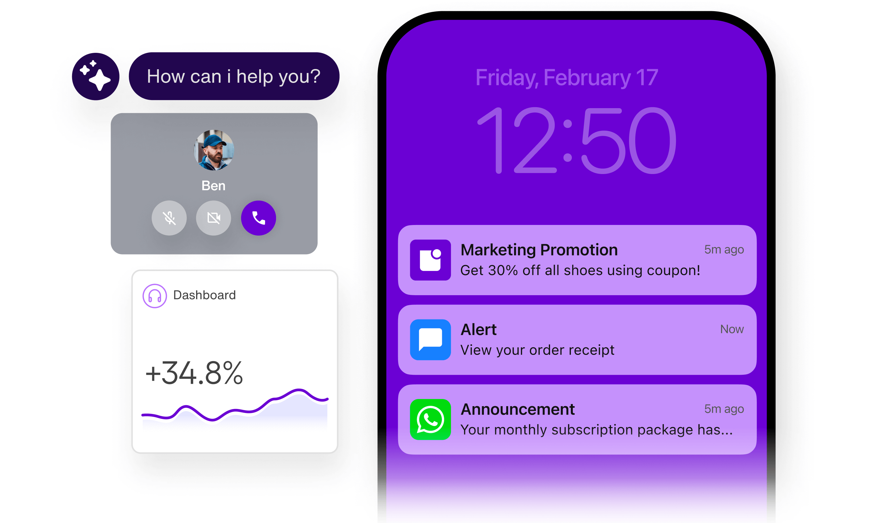 Sendbird pricing and dashbord on a phone.