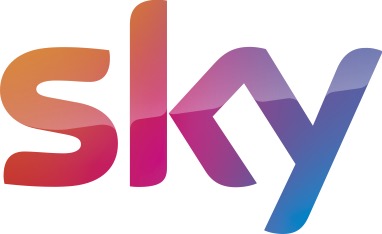 sky text logo with a gradient color from orange to blue