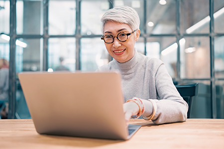 woman on computer