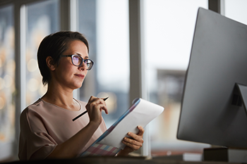 woman on computer