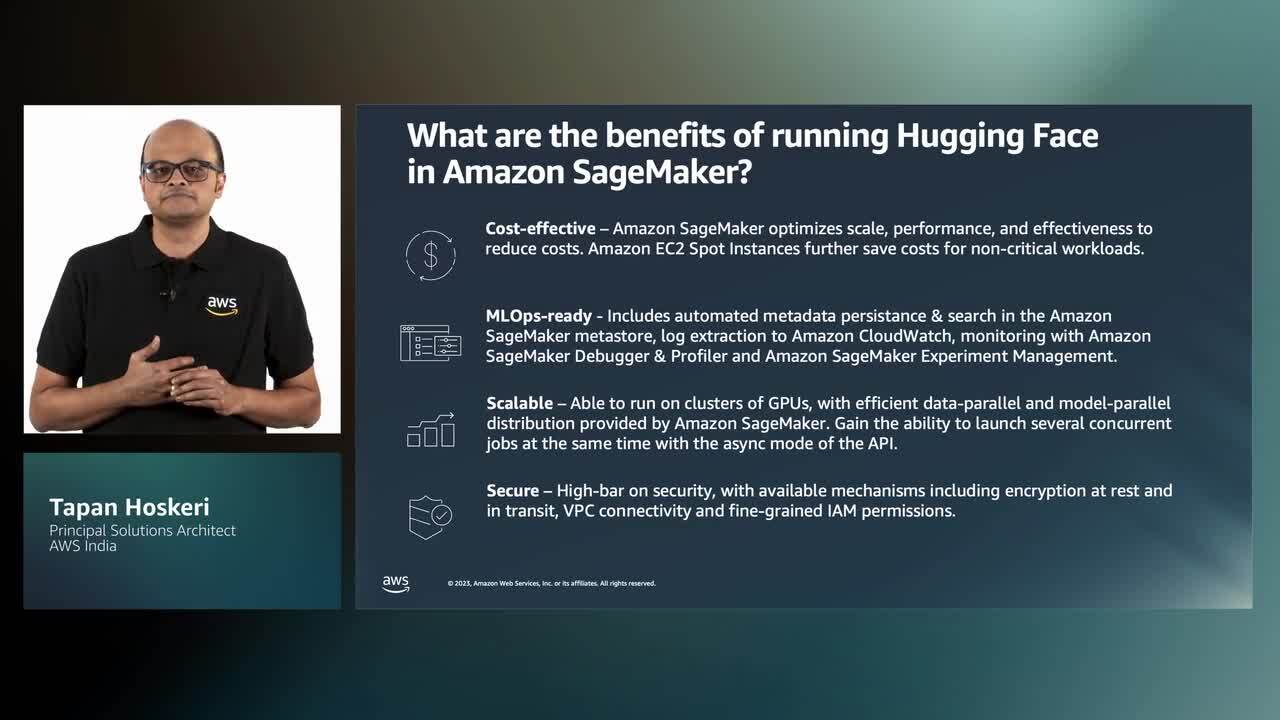 Создание, обучение, развертывание и ввод в эксплуатацию моделей Hugging Face в Amazon SageMaker (уровень 200)