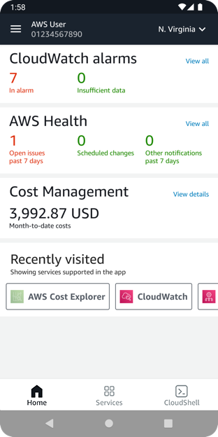 Console Mobile App for Android dashboard