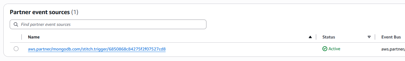 The status is now Active in your Partner event source