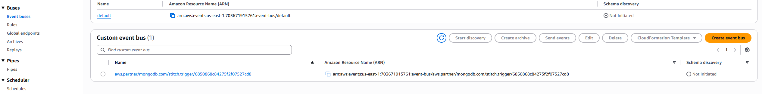 Event bus is created automatically