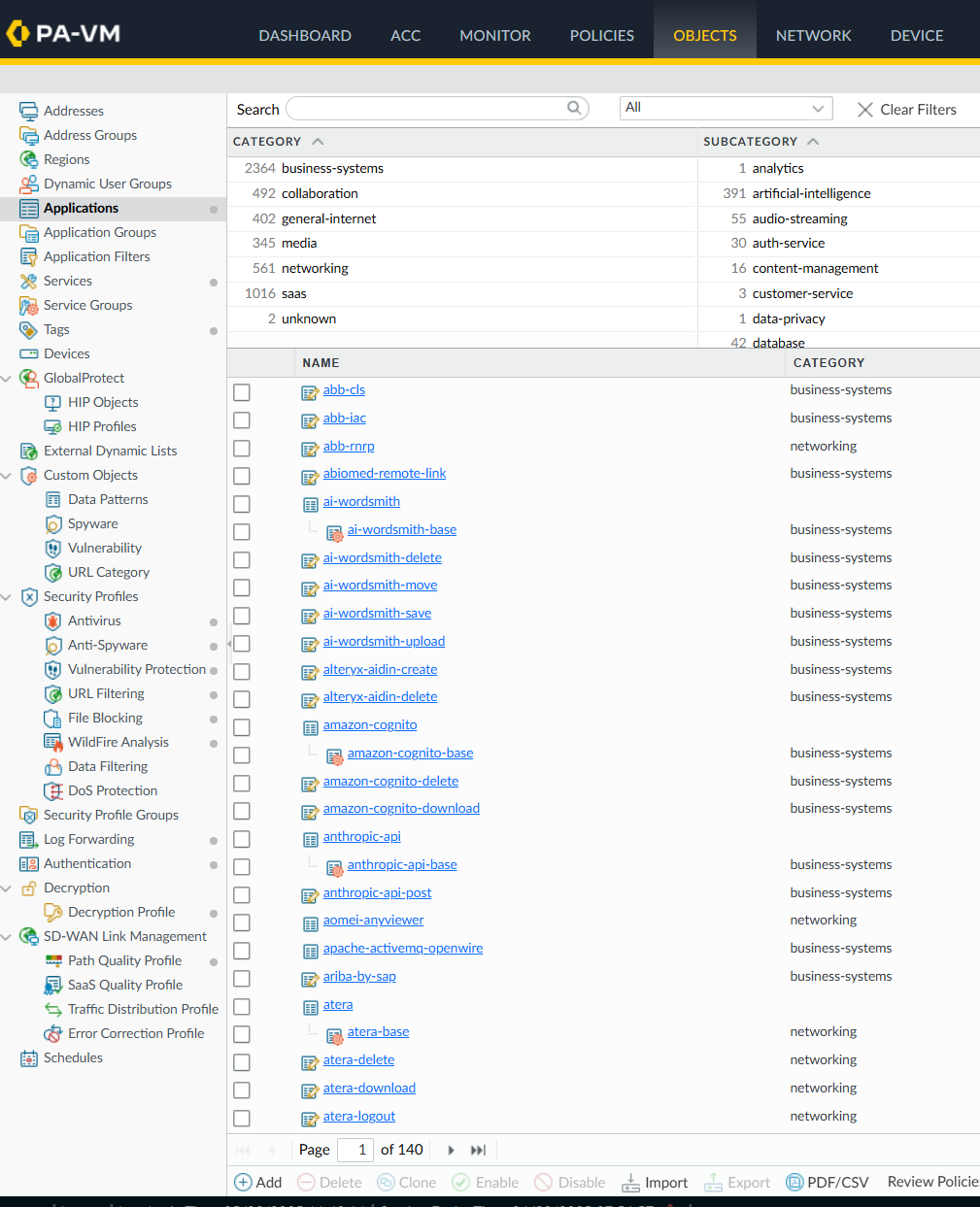 Applications available in your PANW NGFW