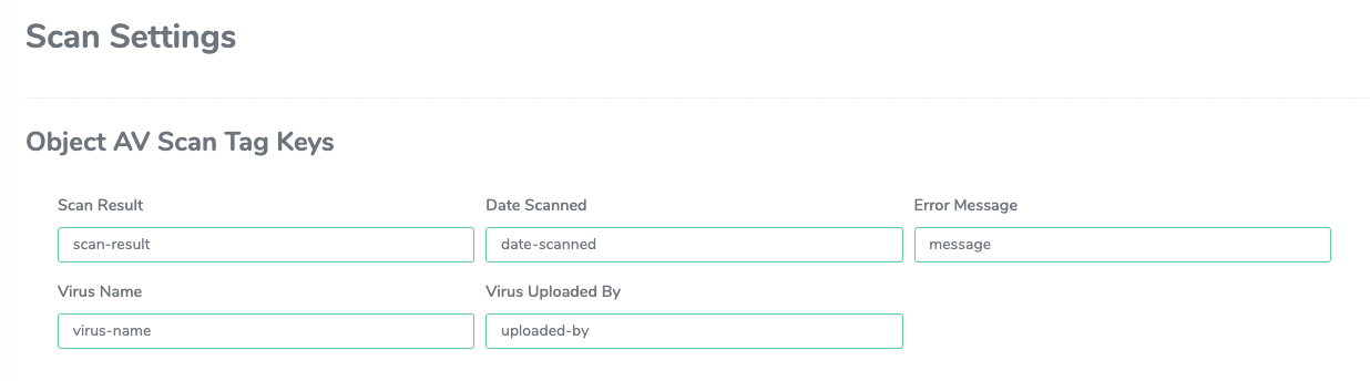 Amazon S3 Scan Settings Object AV Scan Tag Keys Amazon S3 Scan Settings Object AV Scan Tag Keys