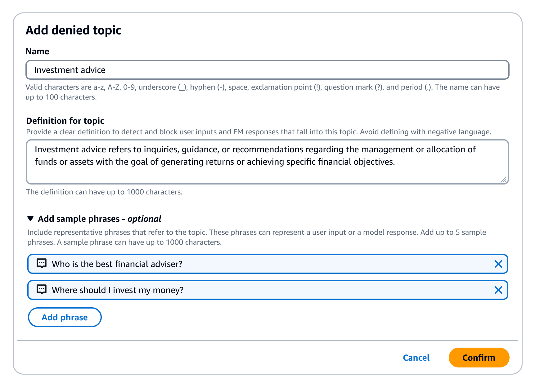 filtros de conteúdo do Guardrails for Amazon Bedrock