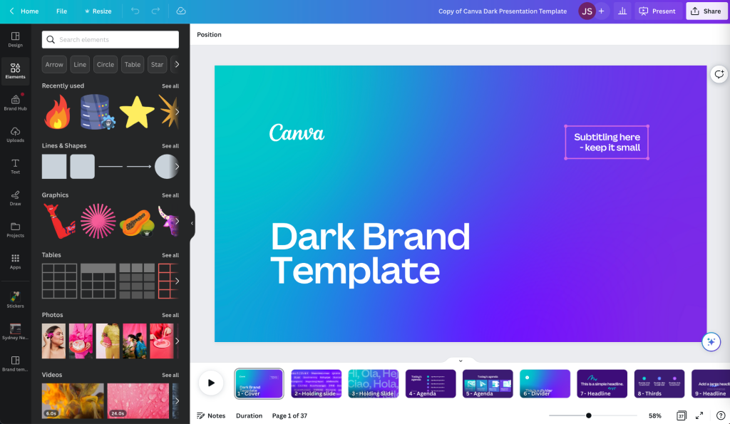 Canva template interface