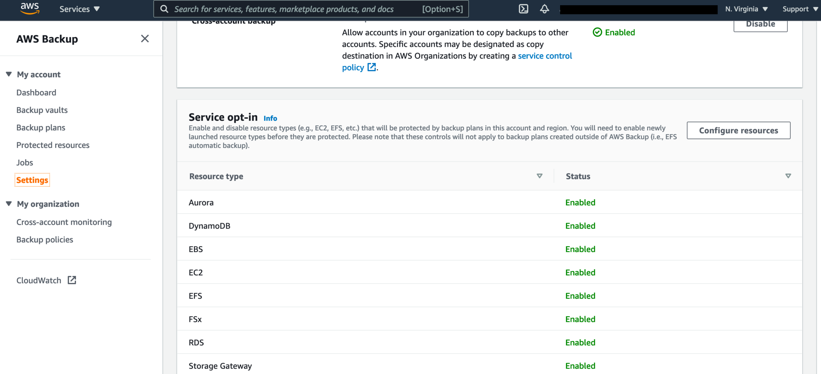 2.1 (A) To configure the services used with AWS Backup*