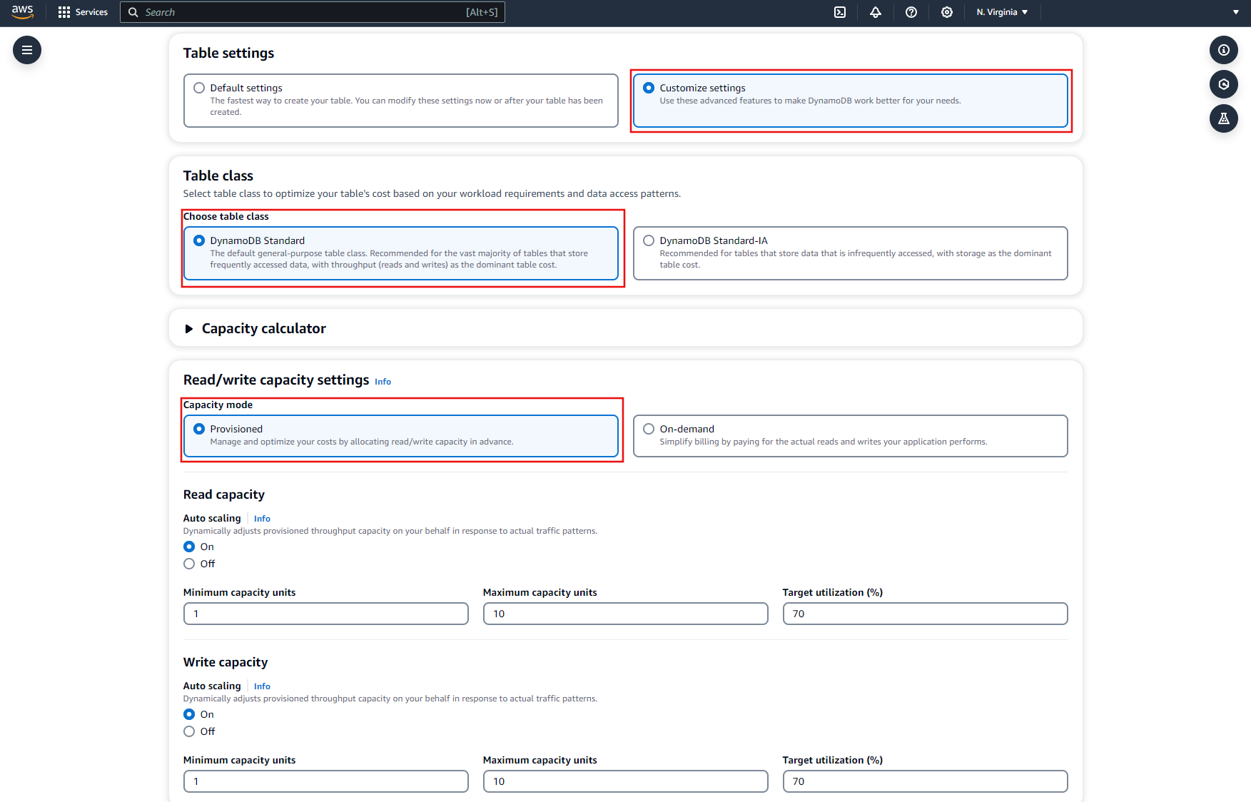 Enable DynamoDB auto scaling for your table