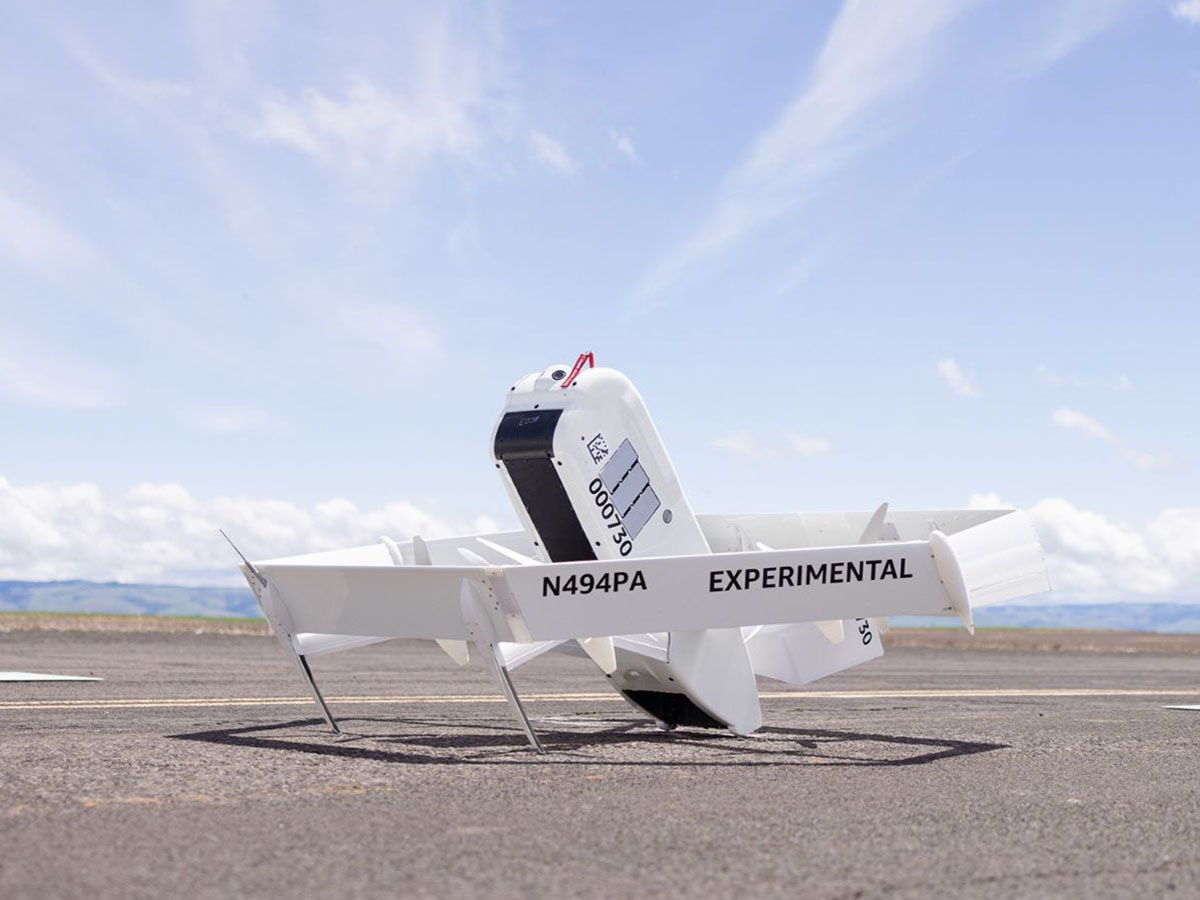 Prime Air delivery drone on a runway