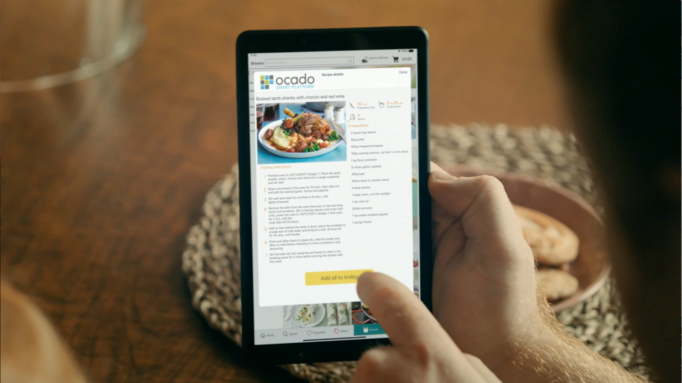 image of Ocado Group order on a hand held device