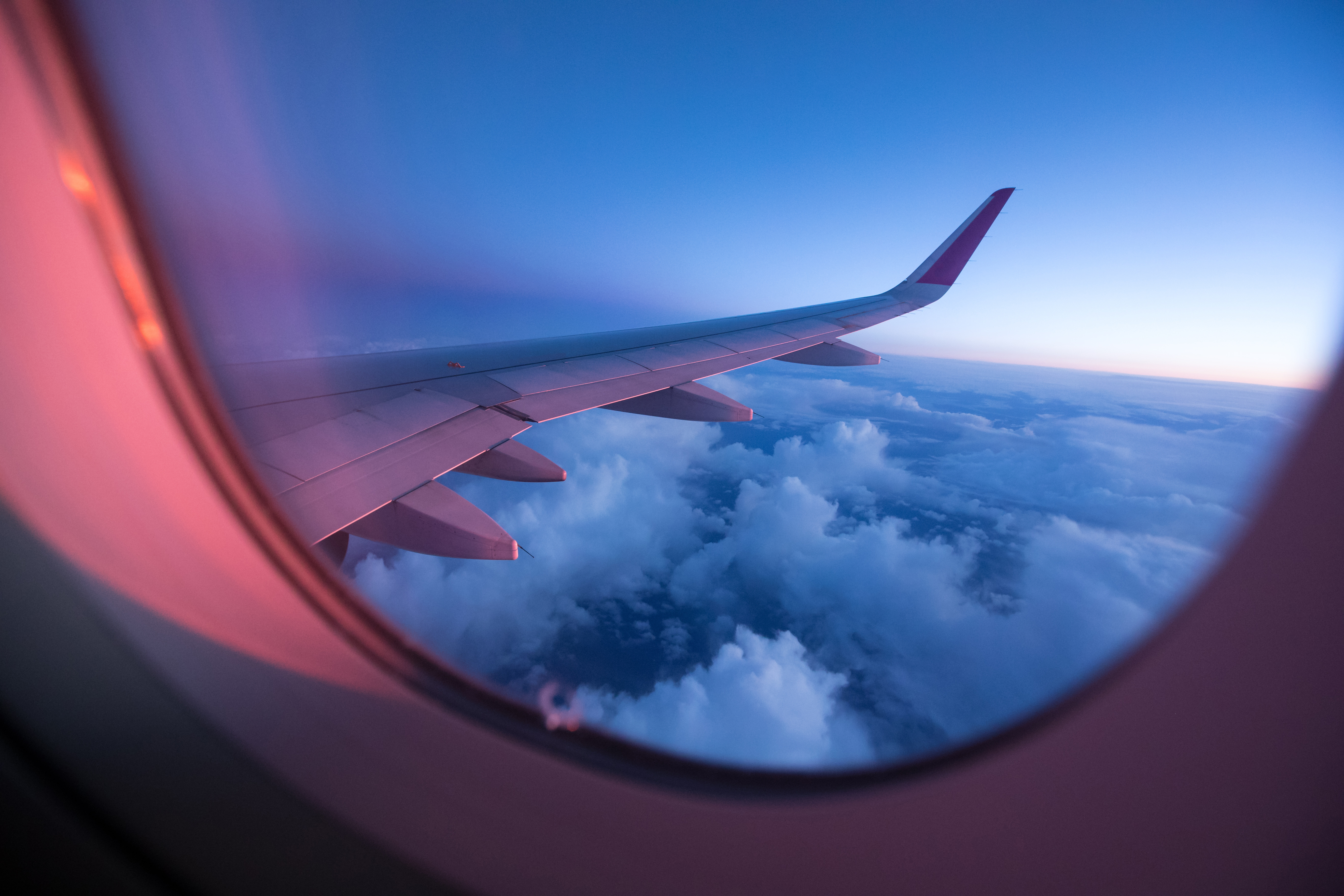 Sunset sky from the airplane window