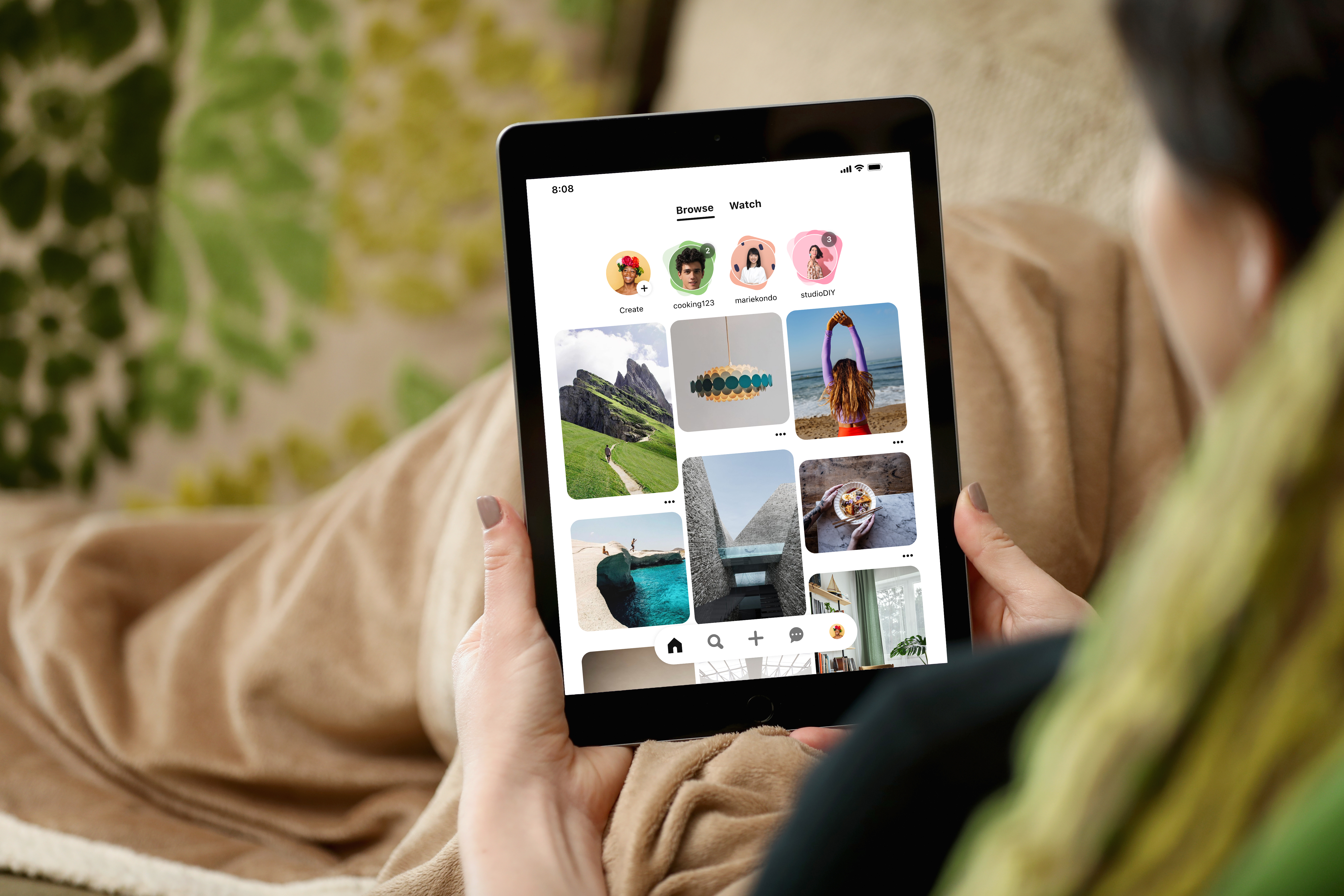 Pinterest Tablet home feed