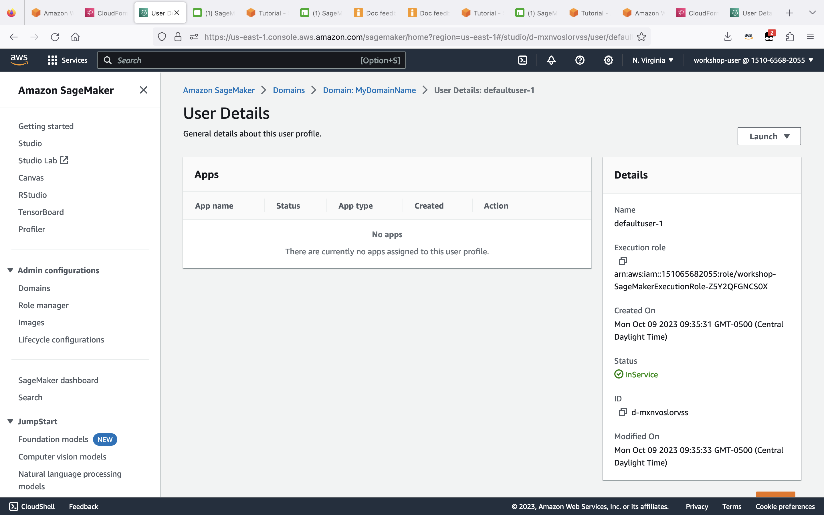 Creating a CloudFormation stack to set up Amazon SageMaker Studio