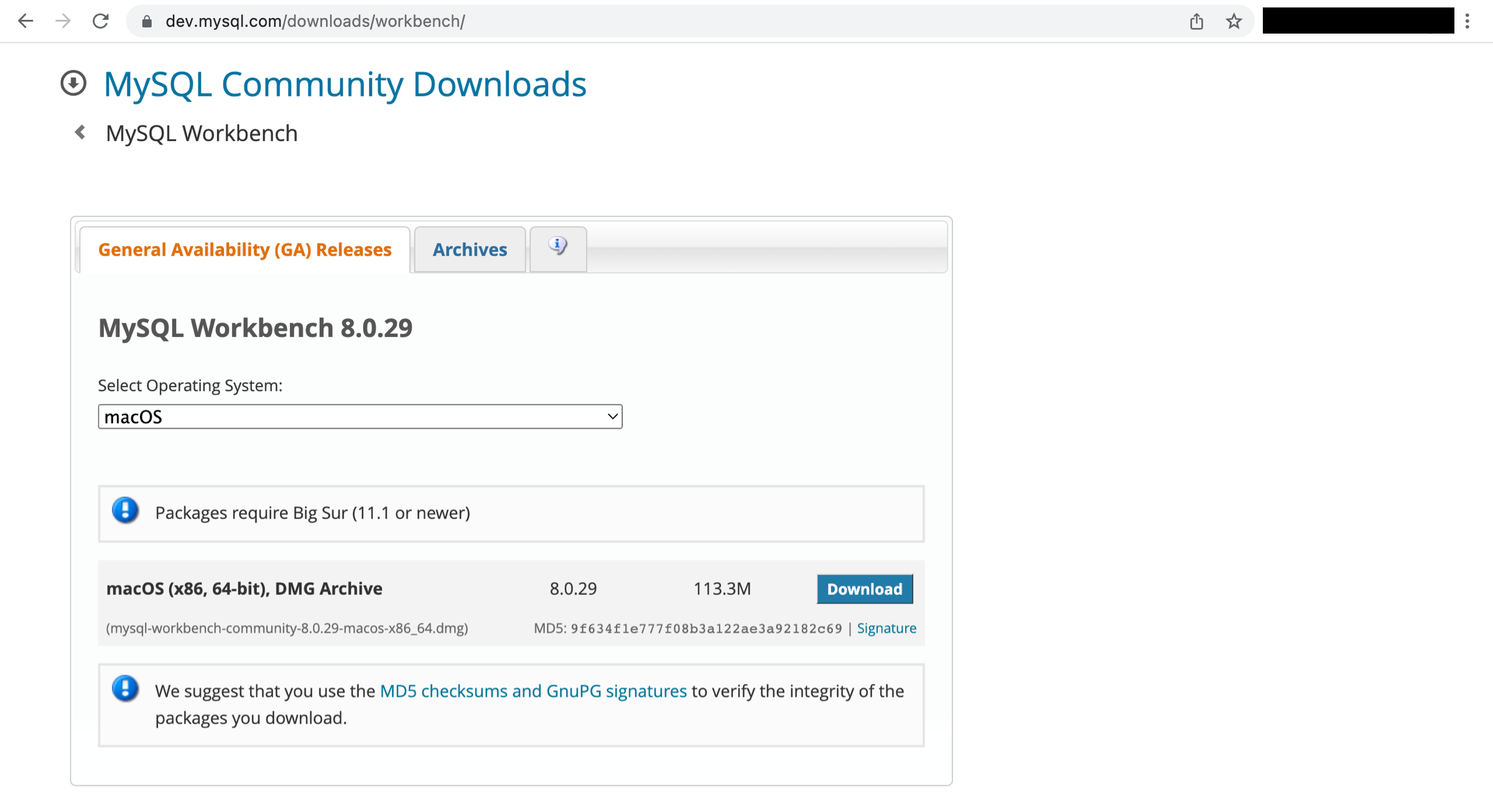 Acesse a p&aacute;gina de download do MySQL Workbench para baixar e instalar o MySQL Workbench.