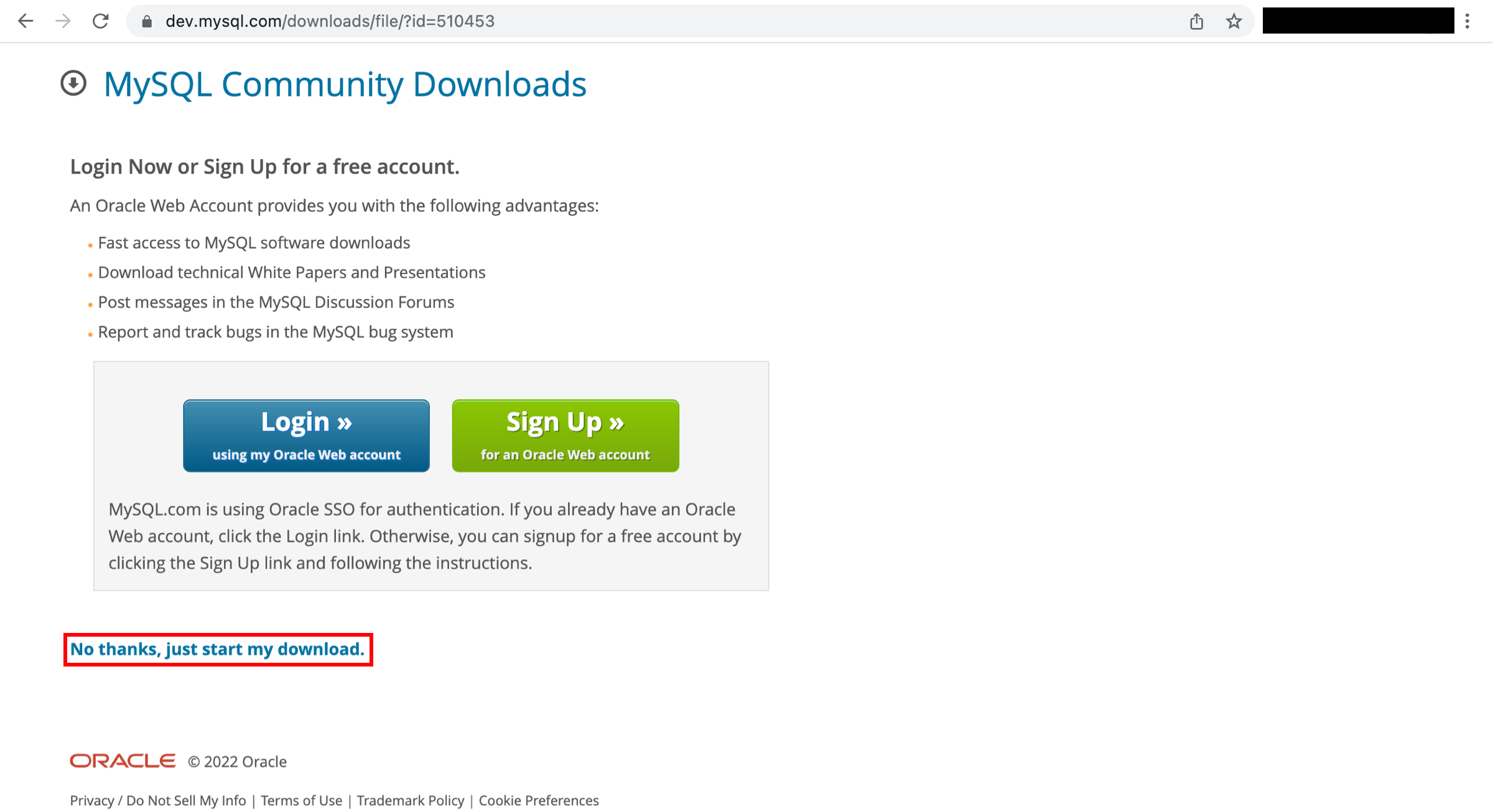 You will be prompted to login, sign up, or begin your download.