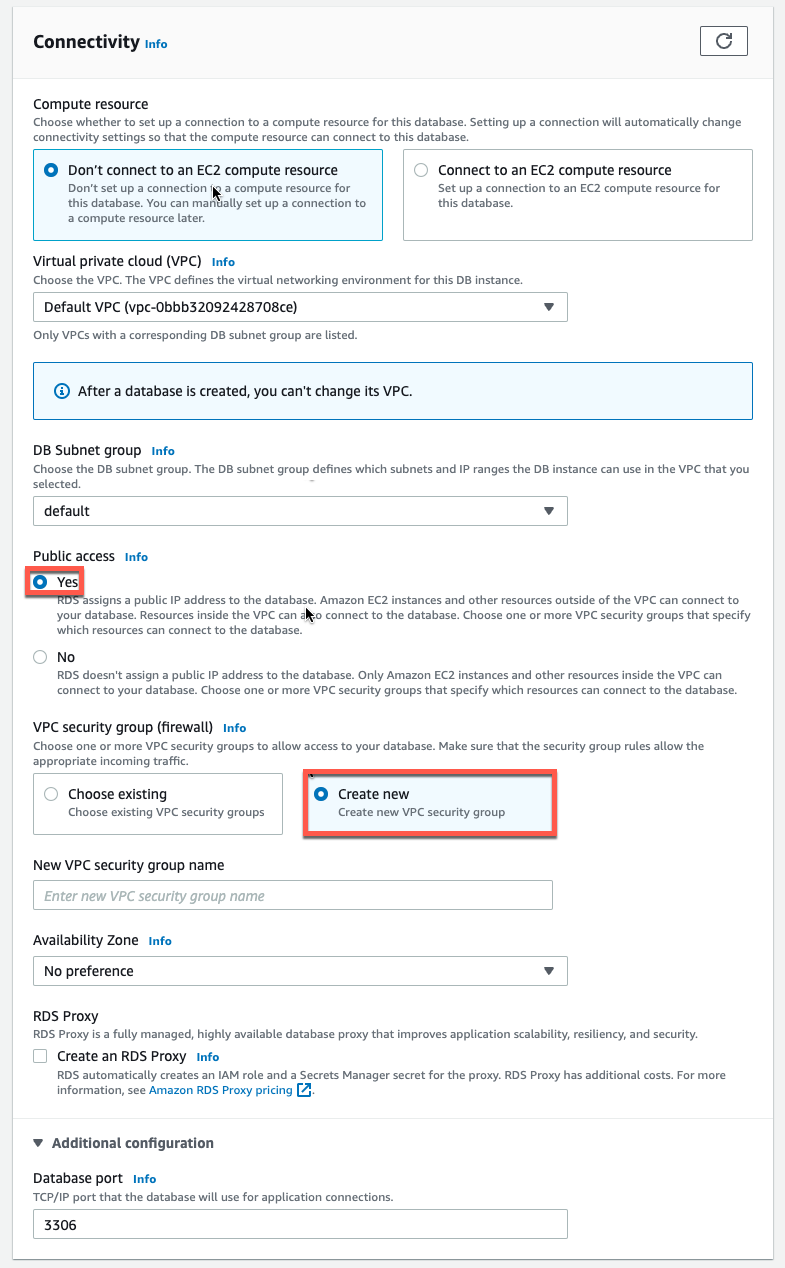 Vista de configuraci&oacute;n de conectividad