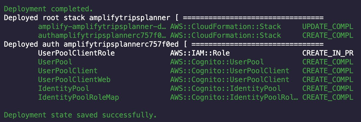 The Amplify CLI deploys the authentication resources