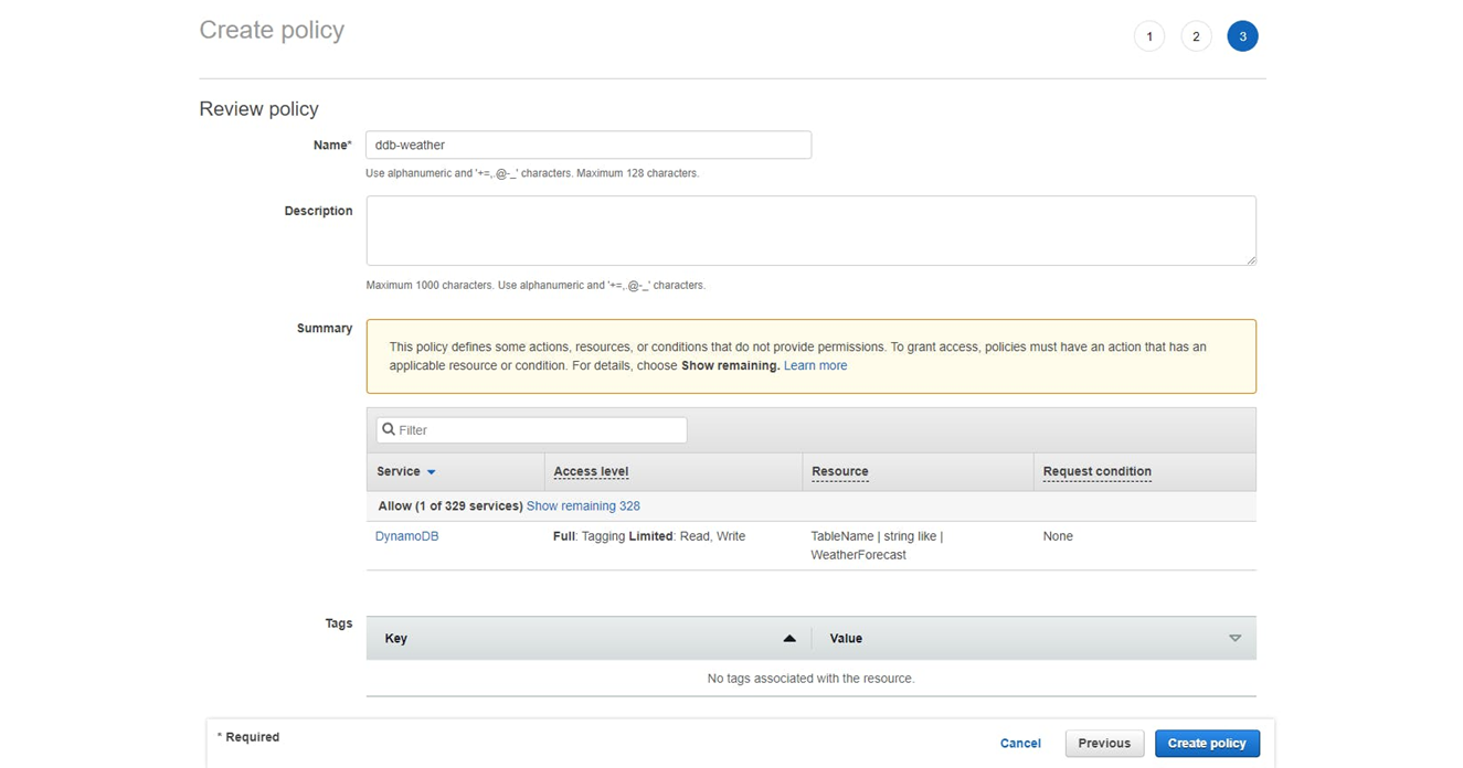 Create a Policy for DynamoDB Table Access