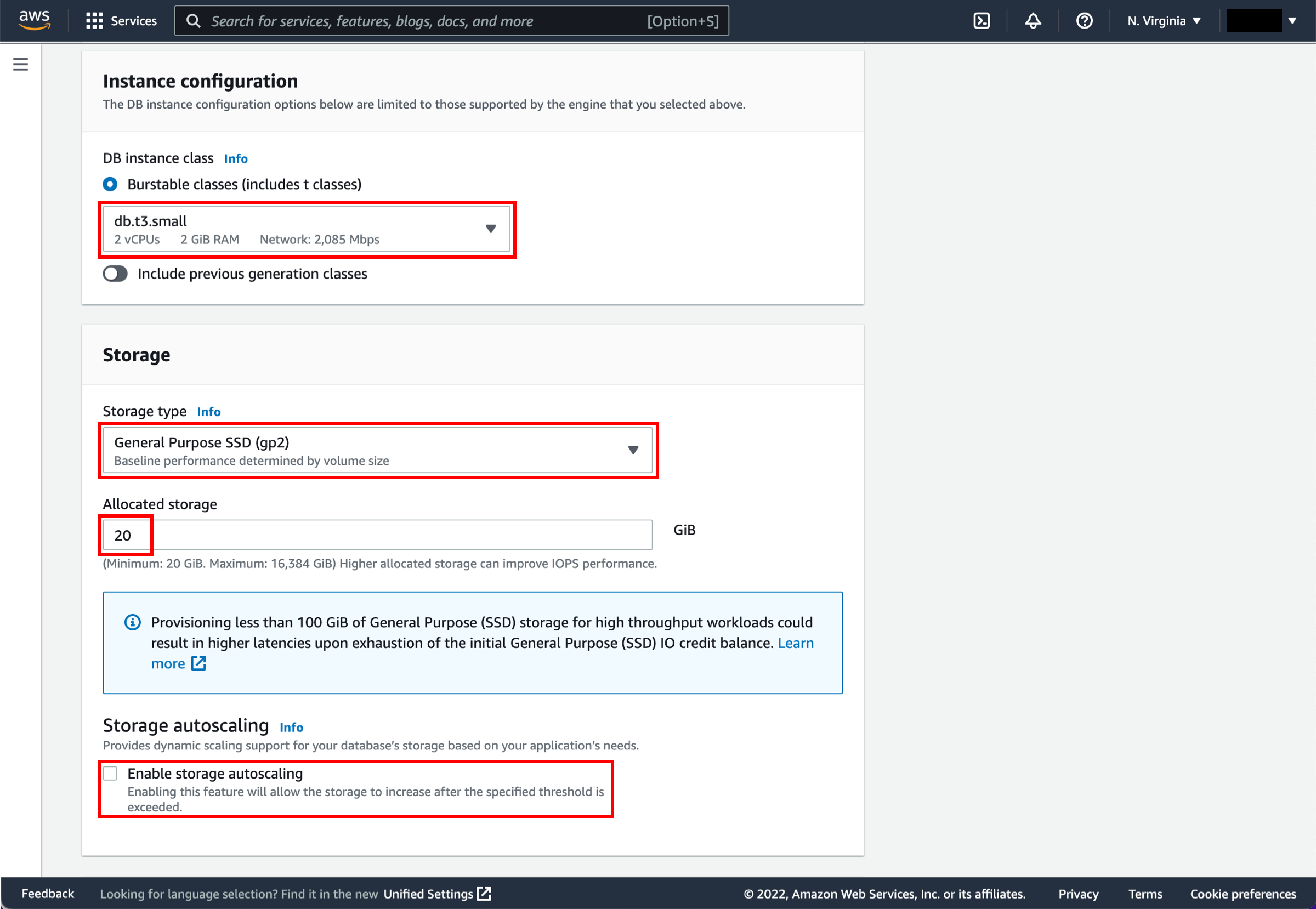 Instance configuration