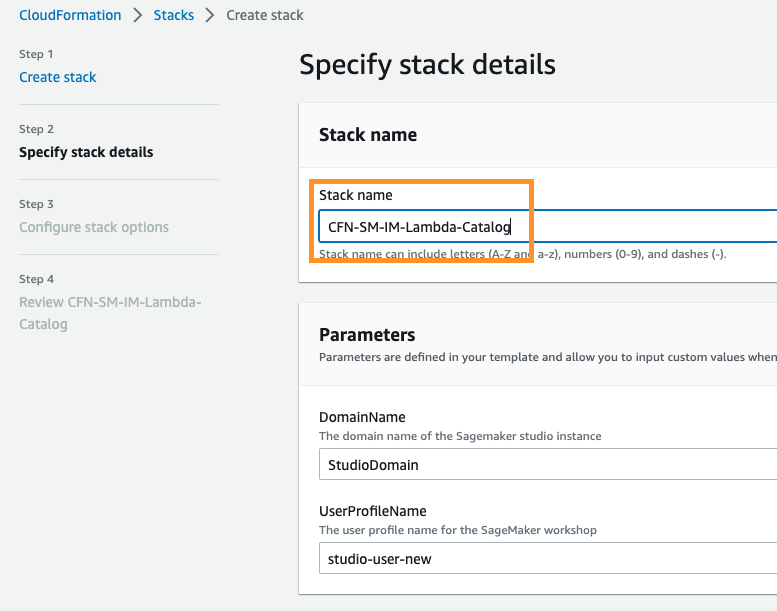 Creating a CloudFormation stack to set up Amazon SageMaker Studio