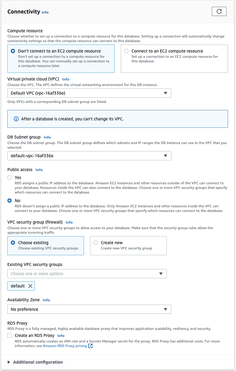 Connectivity settings window