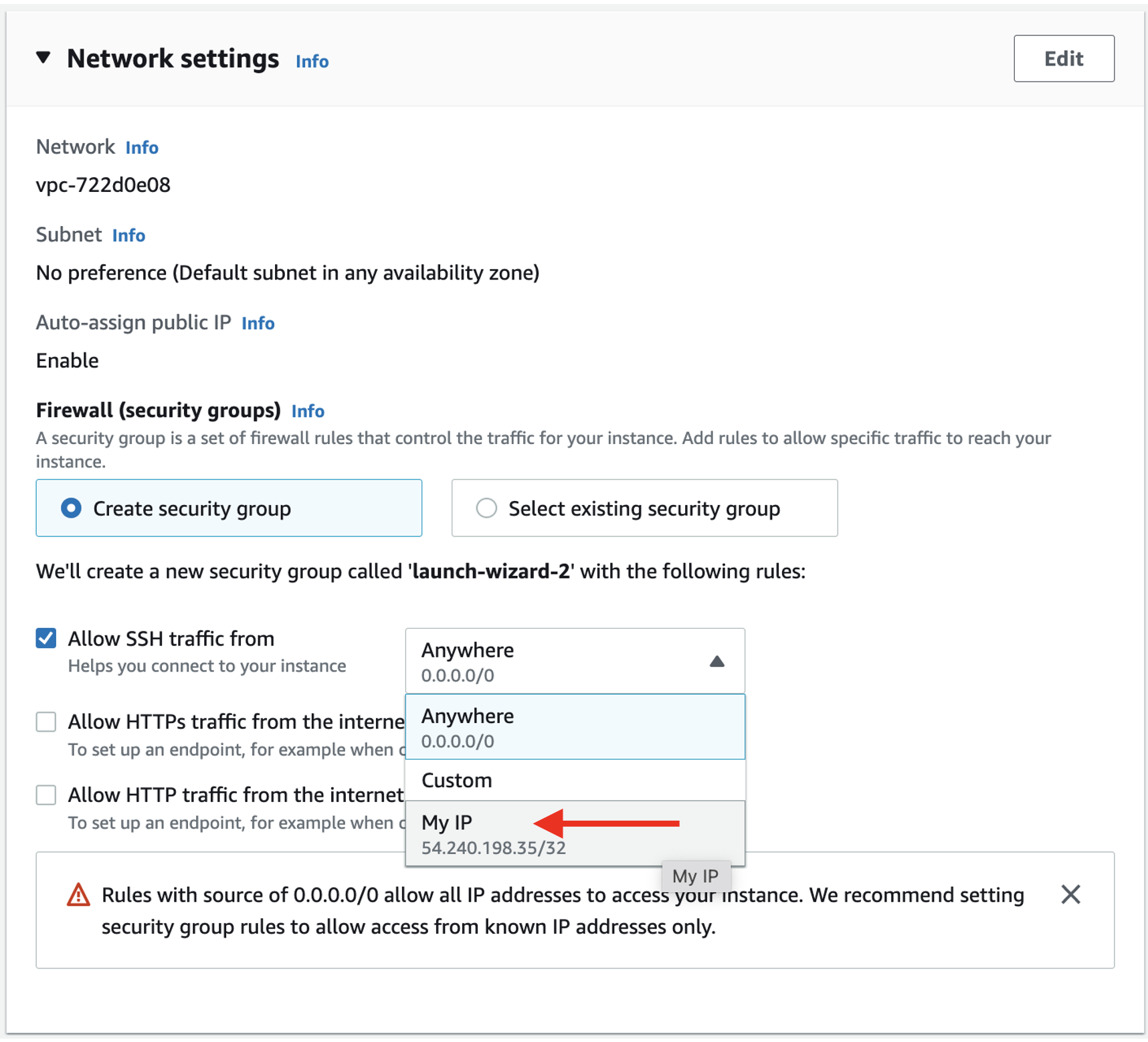 Click the blue launch button to create your EC2 instance.