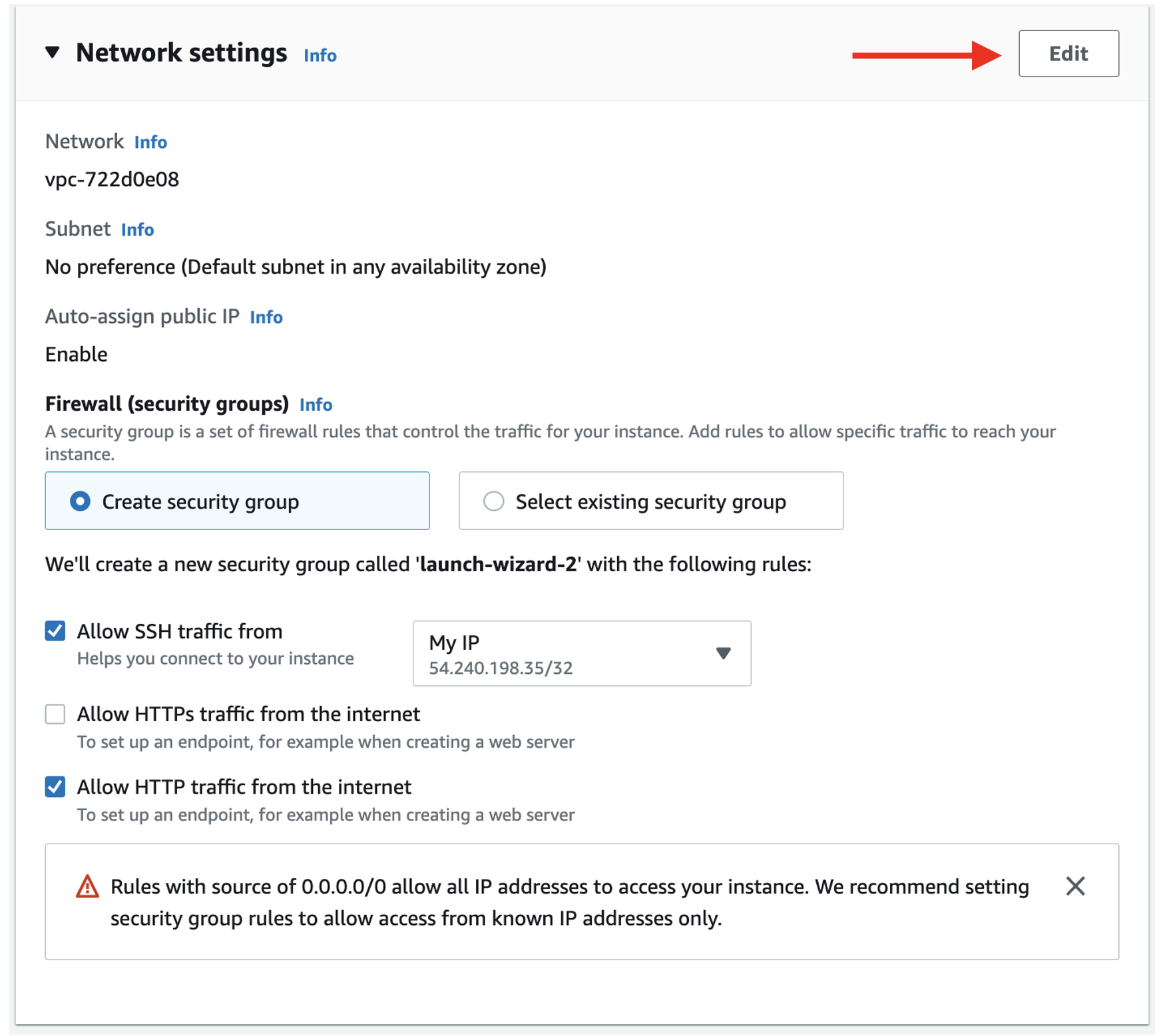 Click the blue launch button to create your EC2 instance.