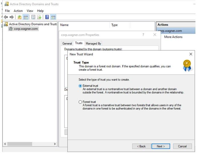 Configure Active Directory Domains and Trusts