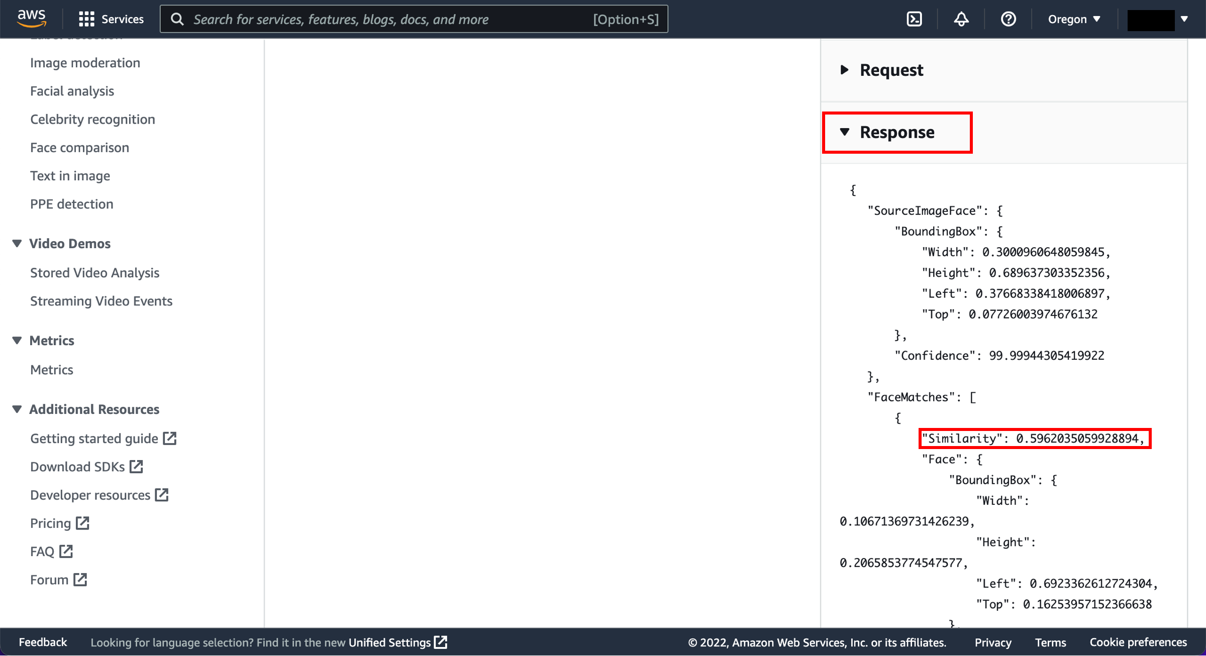 Similarity score in response drop down